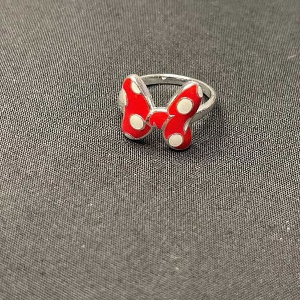 Disney Parks Minnie Mouse Dot Bow Ring Red White Silver NWOT Size 6